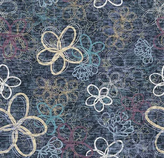 Flotex Hospitality & Leisure Floral Bloom Navy Sheet - 241001 200